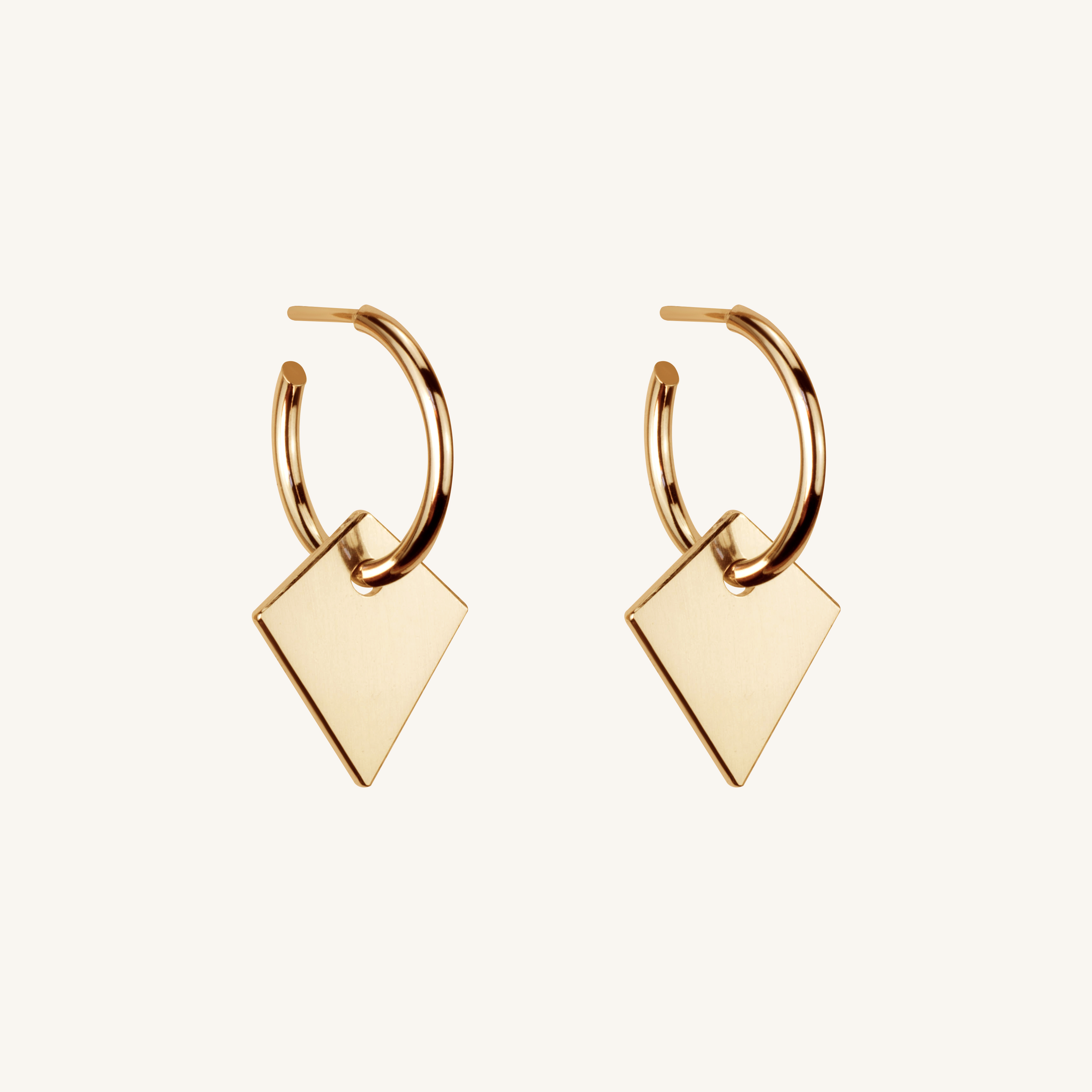 Shield of Faith Hoop Earrings, 18k Gold