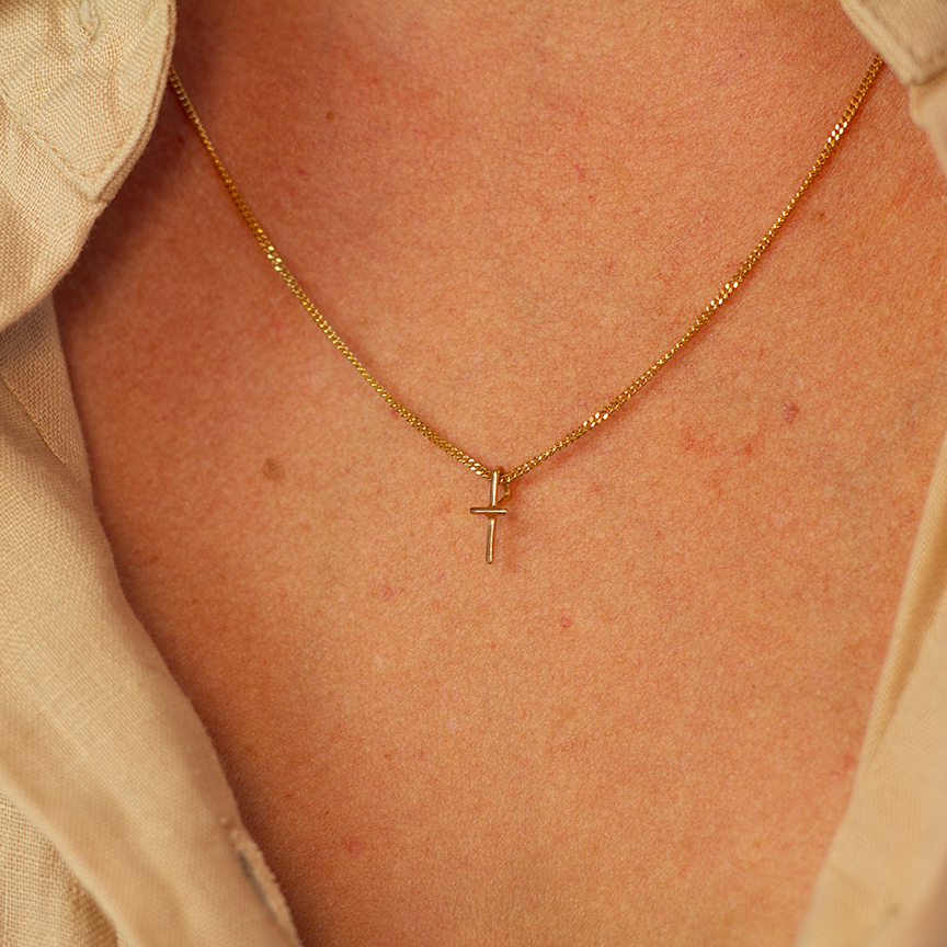 The light, Cross Necklace 18K Gold